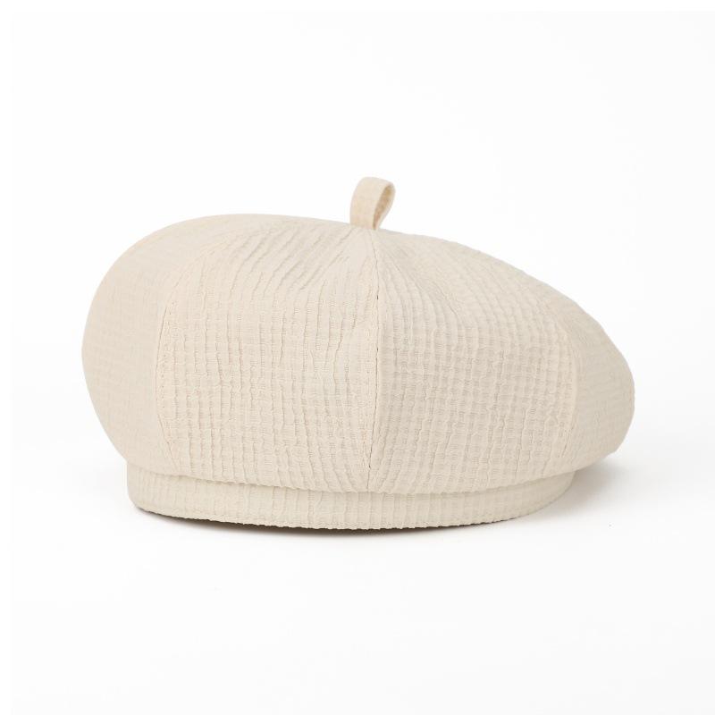 European and American retro black octagonal hat waffle beret female autumn and winter face small big head bud painter hat