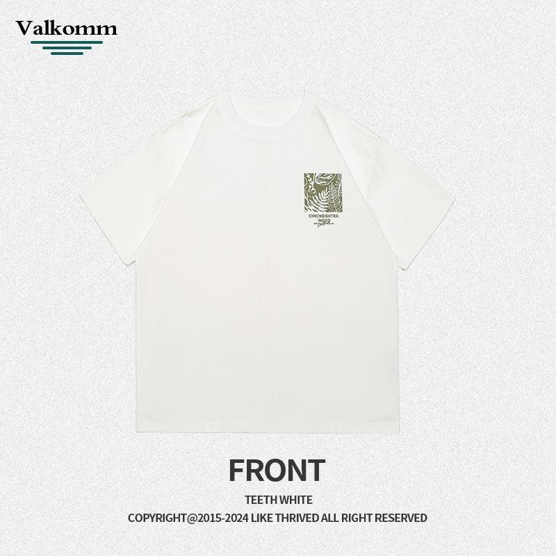 Summer new cotton T-shirt men's trendy brand personalized plant pattern loose short-sleeved T-shirt pure cotton breathable