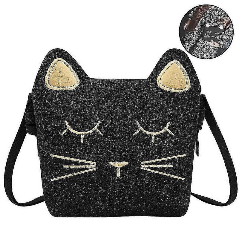 1 Pcs Kids Cat Purse For Little Girls Toddlers Wallet Crossbody Bagblack