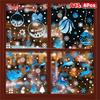 Weihnachtsfensteraufkleber Blauer Elch Statische Aufkleber Schneemann Schneeflocke Wandaufkleber Abziehbilder Frohe Weihnachten Feiertagsparty Aufkleber