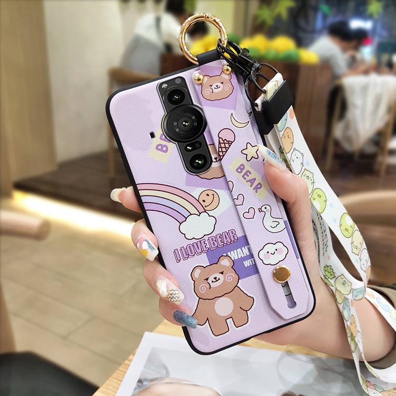 Shockproof Wristband Phone Case For Sony Xperia Pro-I Waterproof Fashion Design Wrist Strap Anti-knock Protective Cute