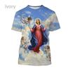 3D Printing Virgin Mary T Shirt For Men Summer Short Sleeved Christian Mother Of God Pattern Tshirts Mens Casual T-Shirt Tops