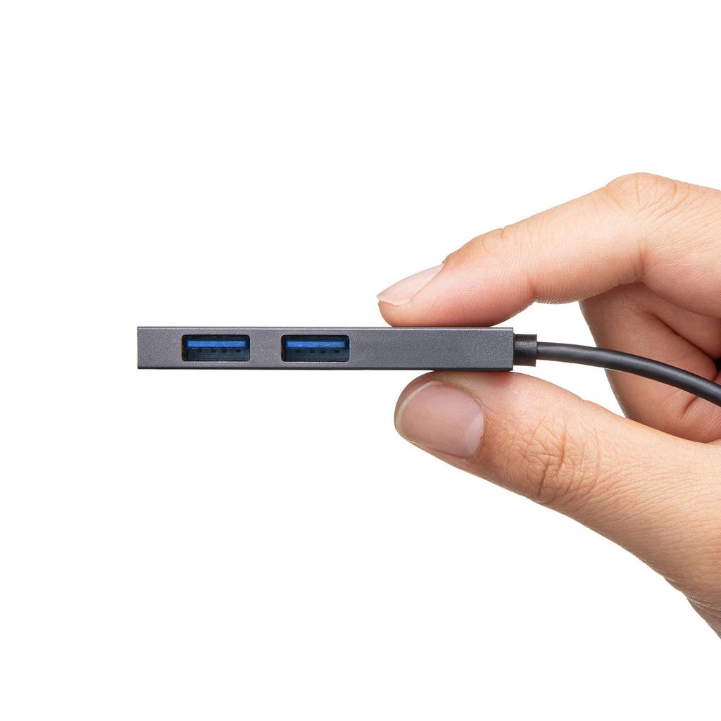 Sanwa Supply USB Slim Hub Silver Type-C 2-Port USB-3TCH24SN