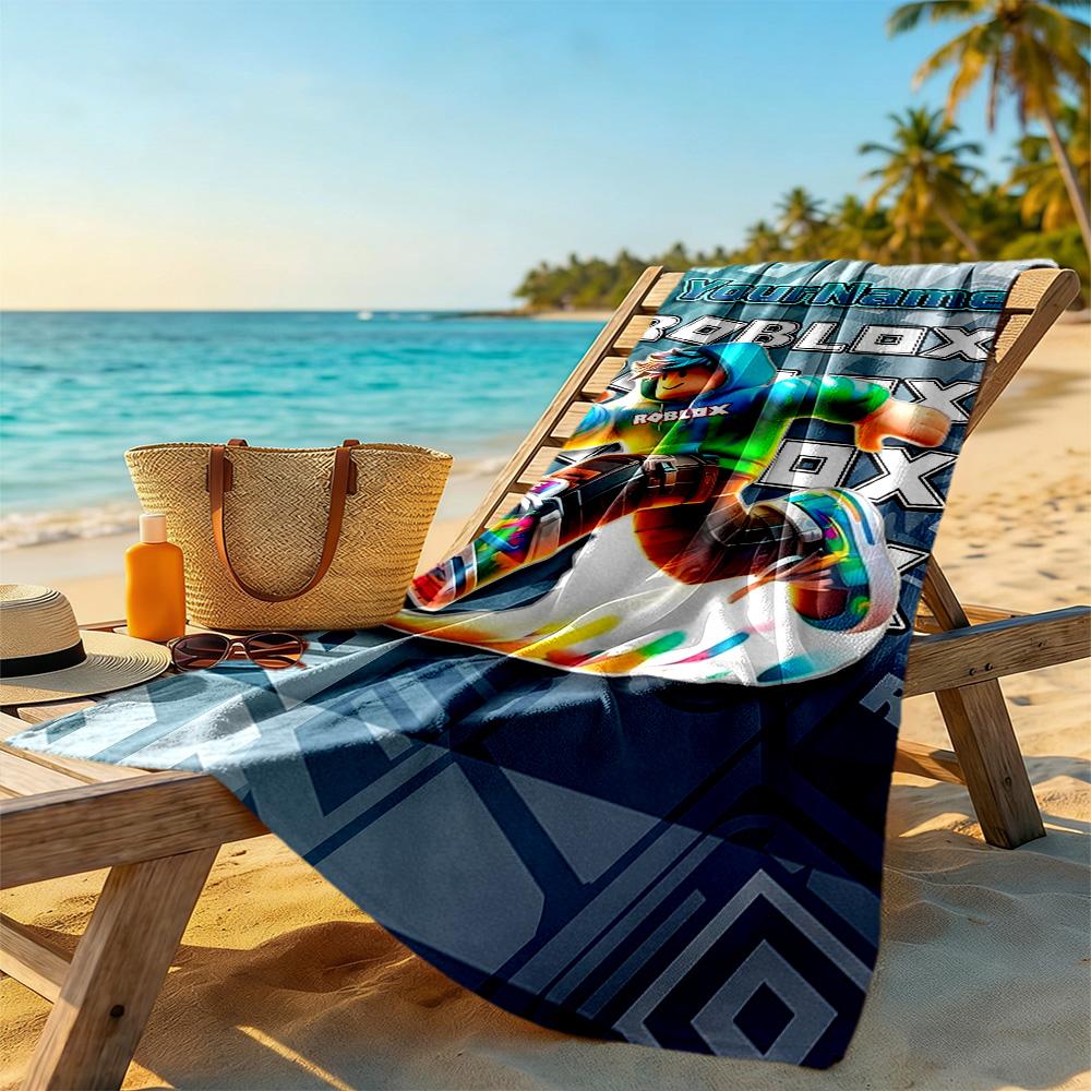 Roblox Personalisierbares Namens-Strandtuch Super Weich & Saugfähig Geeignet für Schwimmen, Fitnessstudio, Camping, Yoga, Urlaub
