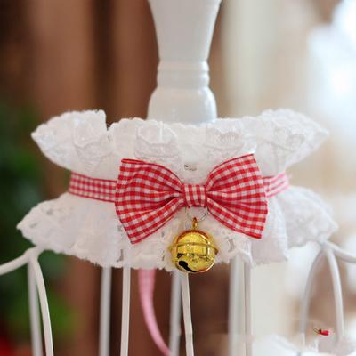 Modische Haustiere Spitzenhalsband mit Glöckchen, Schleife, Lätzchen, atmungsaktiv, Halskette, Zubehör, Dekoration für