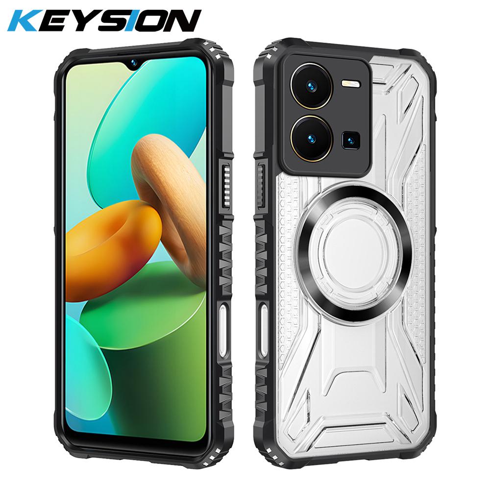 

KEYSION Прозрачный Магнитный Чехол для VIVO Y35 4G Мягкий Силикон+ПК Сверхпрочный Ударопрочный Чехол для Телефона для VIVO Y22 Y22S for VIVO Y22S чёрный