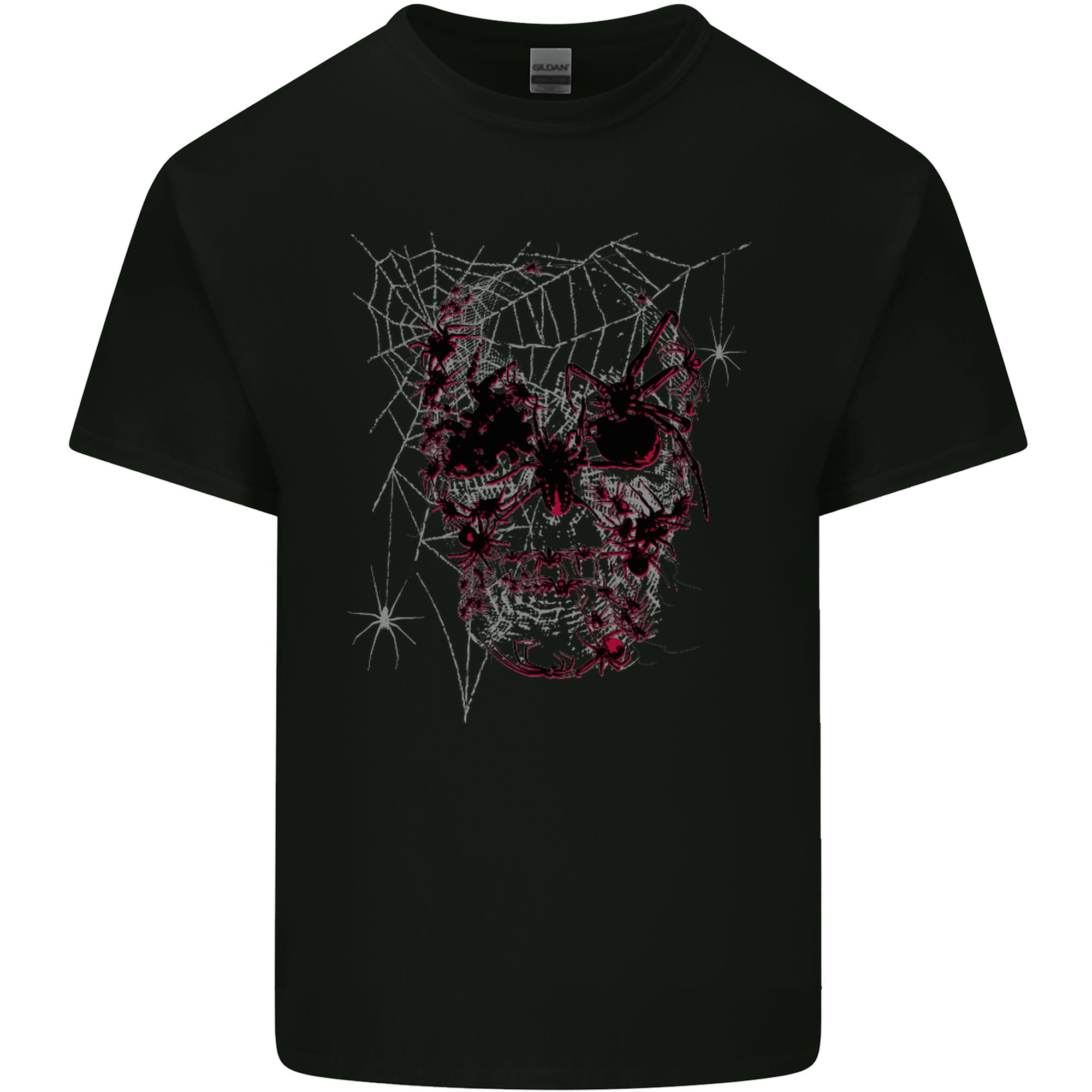 Spider Web Skull Unisexs Light Cotton TShirt S