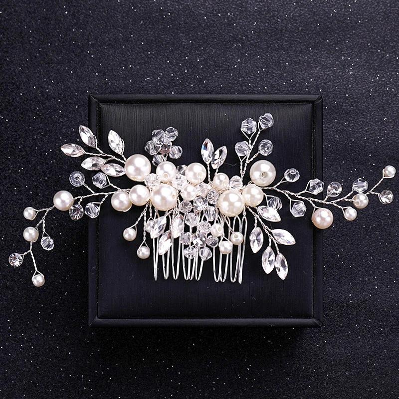

Ручний срібний кришталевий гребінь для волосся з квіткою, гребінь для волосся з перлами та стразами, квітка, для жінок, для нареченої, ювелірні вироби для волосся, весільні аксесуари для волосся