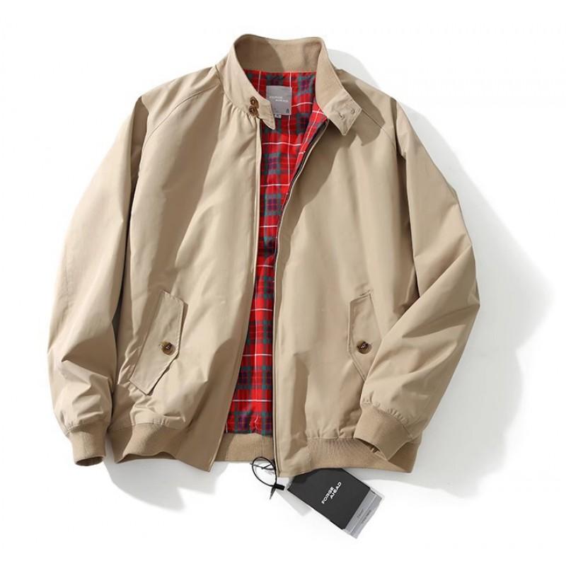 Mens Vintage Flight Jacket Casual Stand Collar Workwear Solid Color All-match Outerwear
