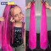 Synthetic Colorful Ponytail Extension 2Pcs Long Straight DIY Braided Pony Tail Hairpiece with Rubber Band Women Hair Accessories