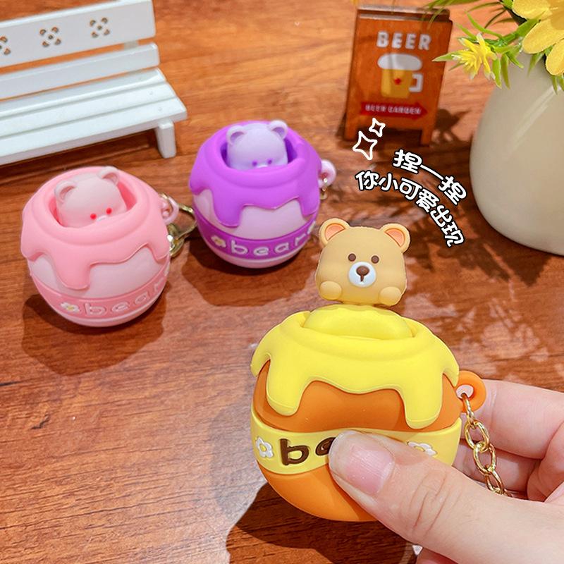 Cute Cartoon Peek-A-Boo Bear Decompression Toy Keychain Bag Pendant Key Chain Schoolbag Pendant Small Gift