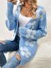Mid to long autumn and winter sweater jacket for women, loose contrasting flower V-neck long sleeved knitted cardigan