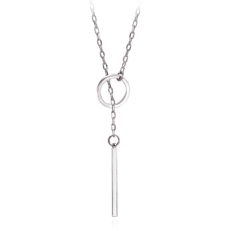 

Long Exquisite Pendant Necklace For Women Showcasing A Simple Yet Elegant Geometric Design In Luxe Alloy With A Platinu Dazzling