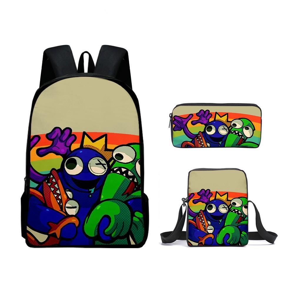 Rainbow Friends Zaino Scolastico Rainbow Friends Zaino Cartone Animato Borsa a Tracolla Astuccio Set da Tre Pezzi