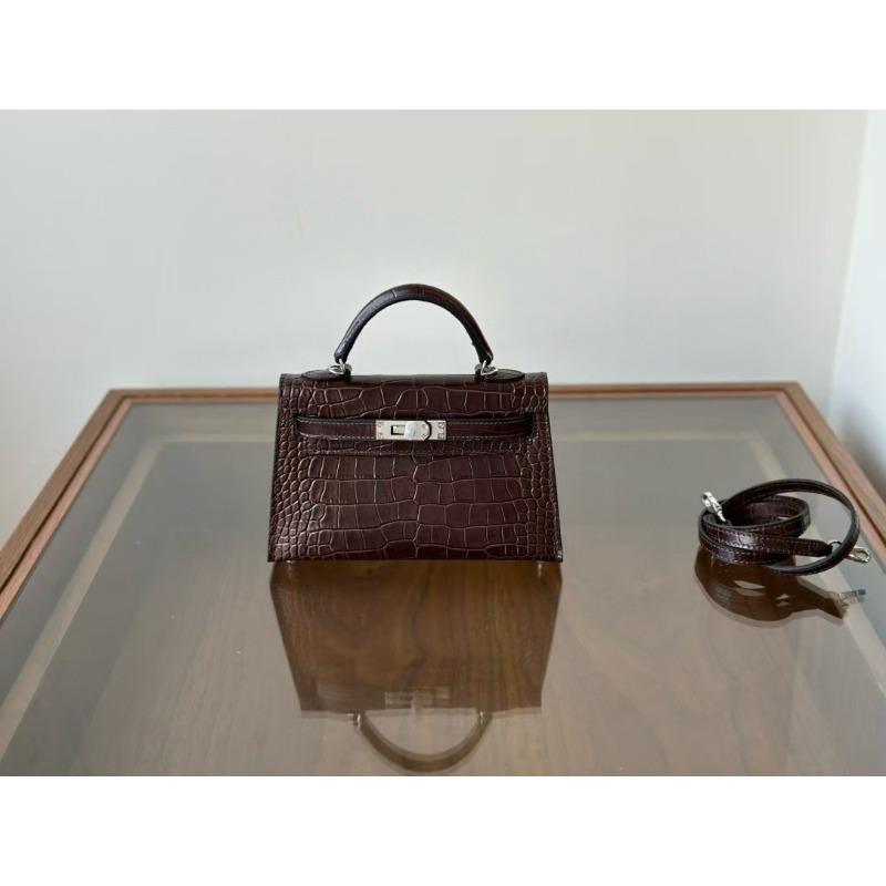 Oberleder mit Krokodilmuster, Stahlbeschläge der zweiten Generation, gängige Lokomotive, Shafi-Linie, Damen-Umhängetasche für eine Schulter