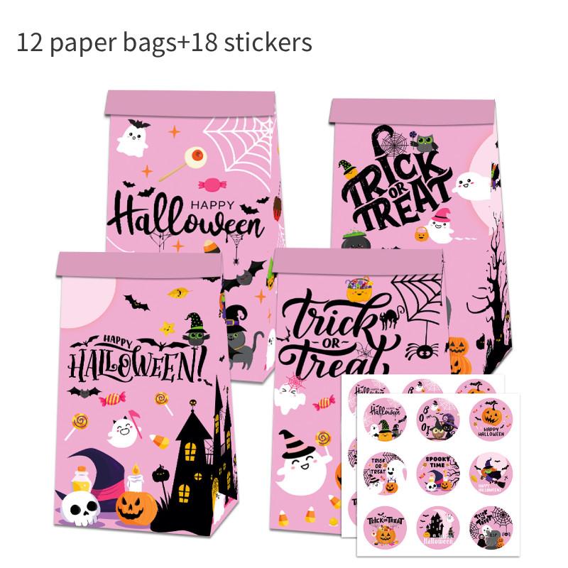 Themed Ghost Halloween Pumpkin Pattern Party Candy Snack Packaging Paper Bag