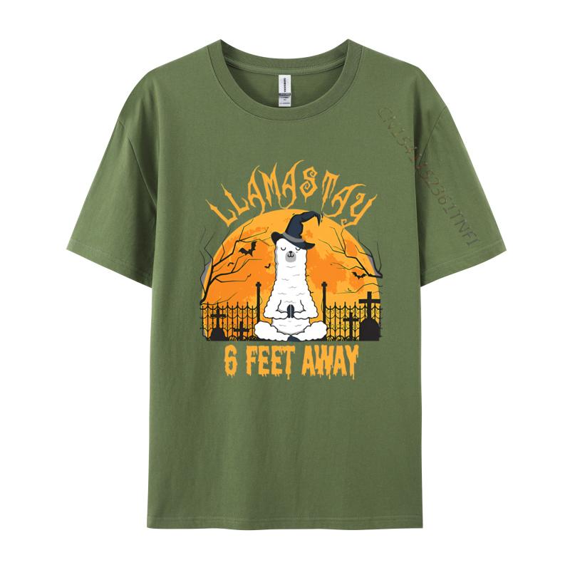 

Llamastay 6 Feet Away Halloween Llama Tshirts Cute T Shirt Hiphop TShirts For Men Streetwear Cotton 4XL