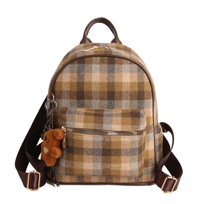 Schoolbag1011 New Fashion Versatile Plaid Women's Backpack Cute Small School Bag Korean Version Multifunctional Mini Small Backpack