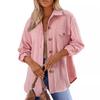 2024 Women's Autumn & Winter Loose Lapel Pocket Button Coat - Solid Color, Long Sleeve
