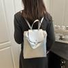 Schoolbag Texture Double Backpack Women's New Backpack Fashion Solid Color Schoolbag Female College Student Travel Bag Student Bag Wholesale