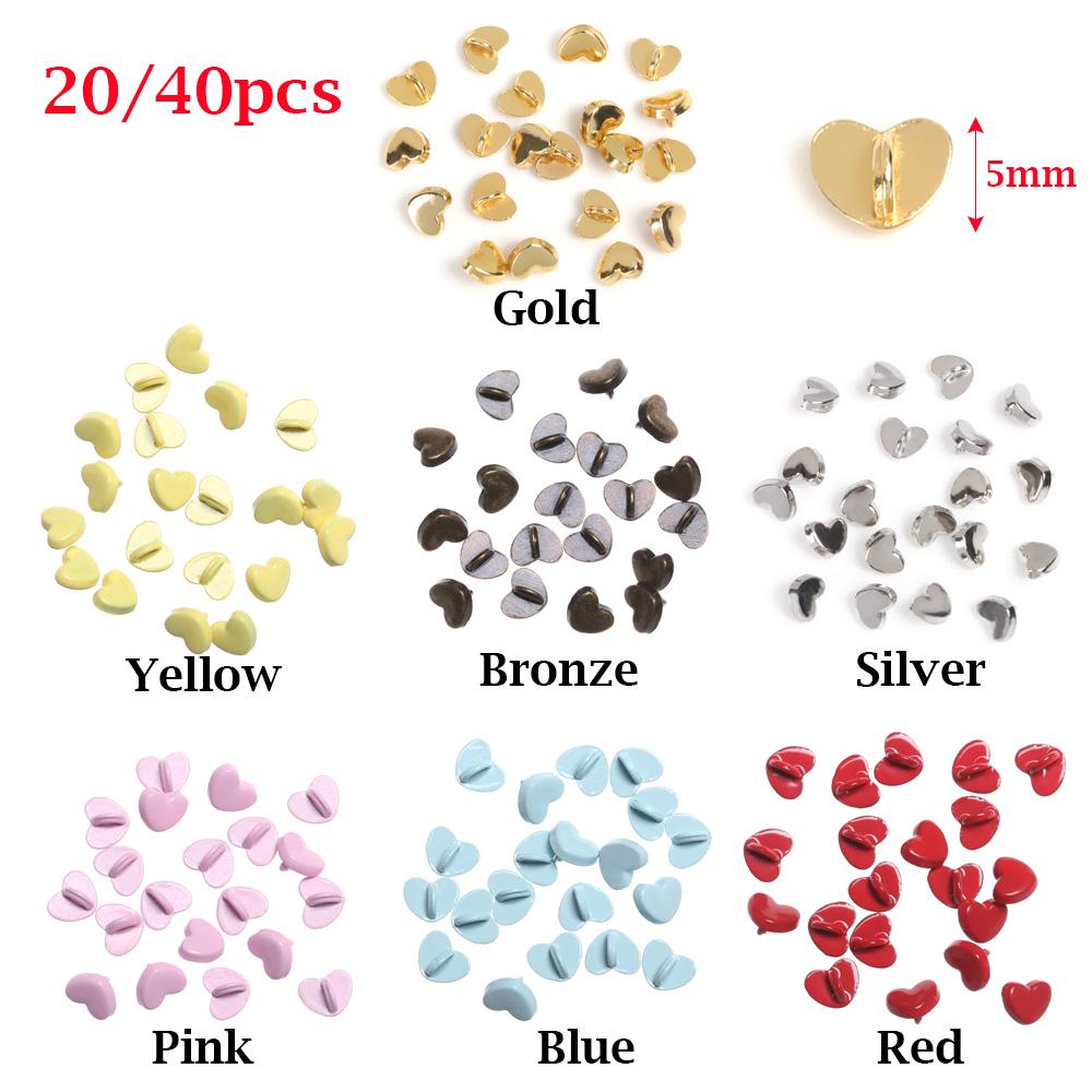 20/40pcs 5mm Mini Button DIY Doll Clothes Metal Printed Buckle Heart Pattern Buckles for 1/6 Doll Clothing Sewing Accessories