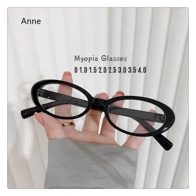 Women Vintage Small Oval Frame Myopia Glasses Gradient Blue-Green Flat Light Glasses Trendy Fashion Men Computer Myopia Eyewear