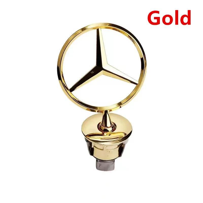 Bilklistermärke Stjärna Motorhuv Krommärke 44 mm Bil Främre Motorhuv Emblem Logotyp För Mercedes Benz C E S-klass W204 W205 W211 W212 W213 W220