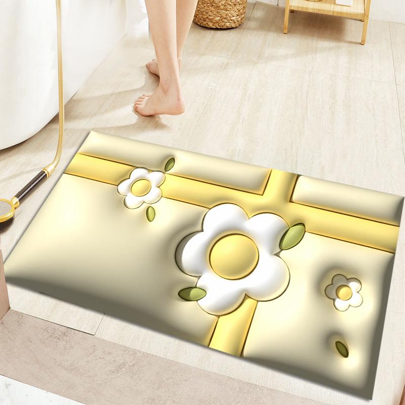Bathroom Doormat Cartoon Style Home Doormat Thickened Absorbent Anti-slip Doormat Bathroom Foot Mat