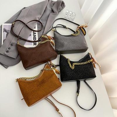 2025 Retro Fashion Chain Women's Shoulder Bag - Versatile, Solid Color, High-End Texture for Commuting & Crossbody Use