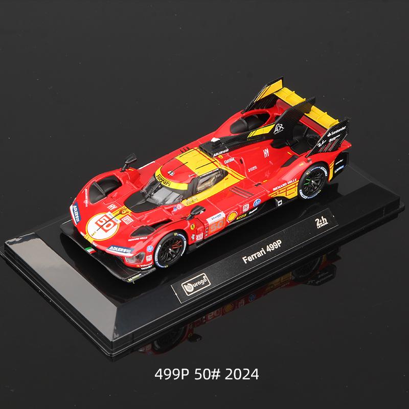 Burago 1:43 2024 Ferrari 499P #83 Legierungs-Rennwagenmodell 24h Le Mans Rennen Diecast Fahrzeuge Spielzeug