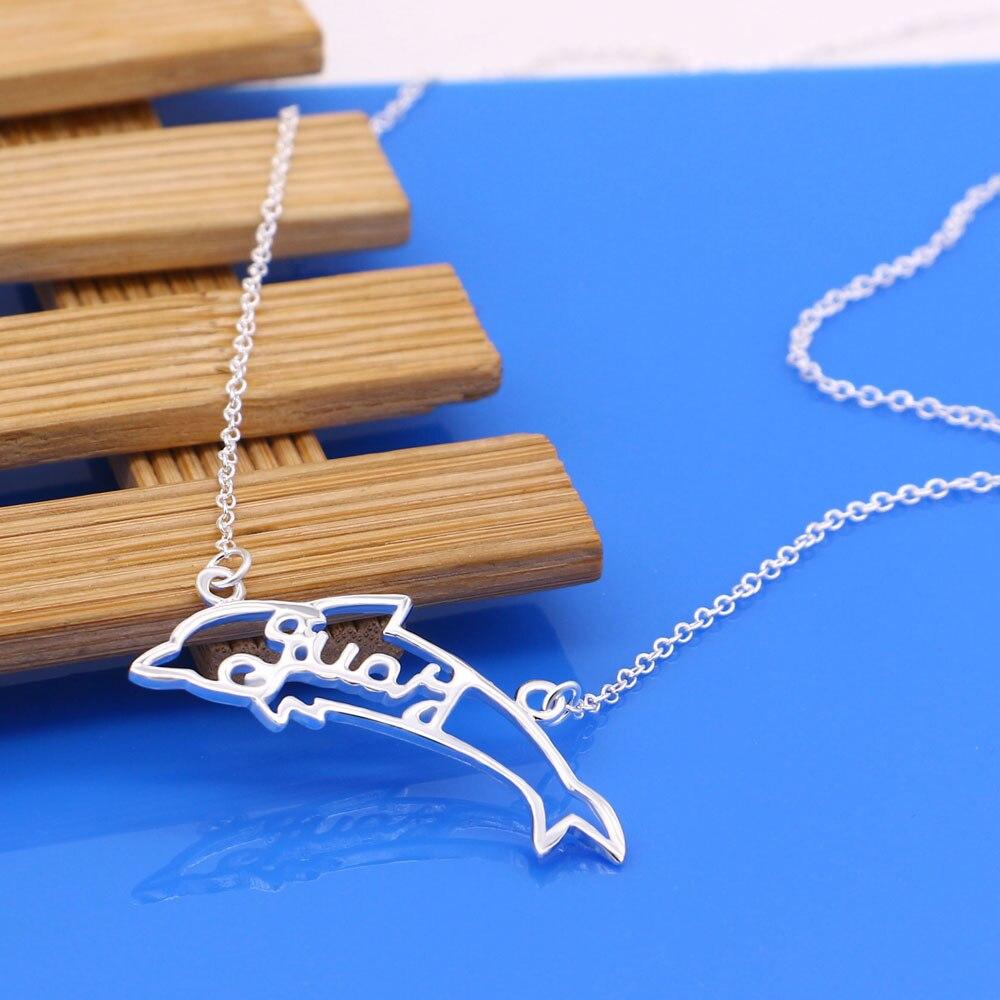 Creative 925 Silver Necklace For Woman's Charm Dolphin Pendant Necklace Sterling Silver Chain Minimalism Birthday Gift Jewelry