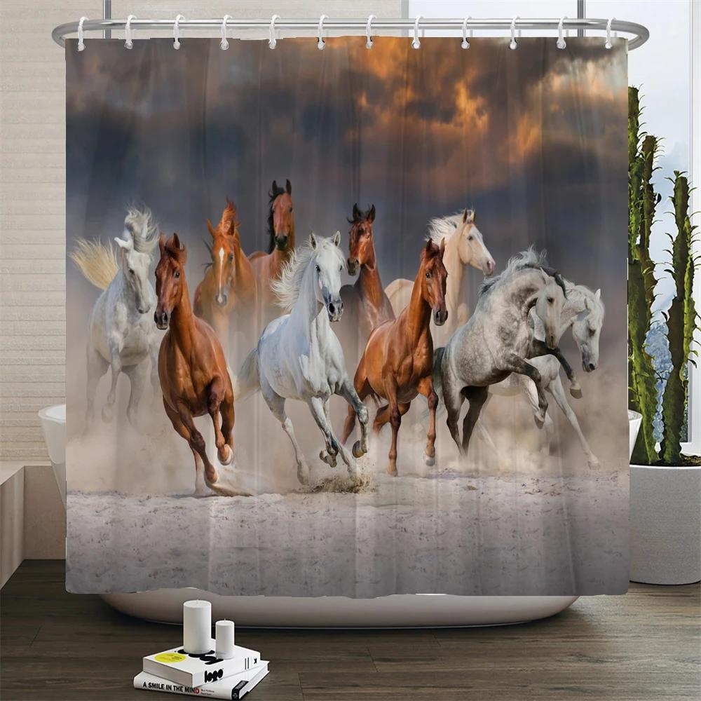 Tiere bedruckt Löwe, Tiger, Katze, Elefant, 3D Bad Vorhänge Wasserdichtes Polyestergewebe Waschbarer Badezimmer Duschvorhang mit Haken