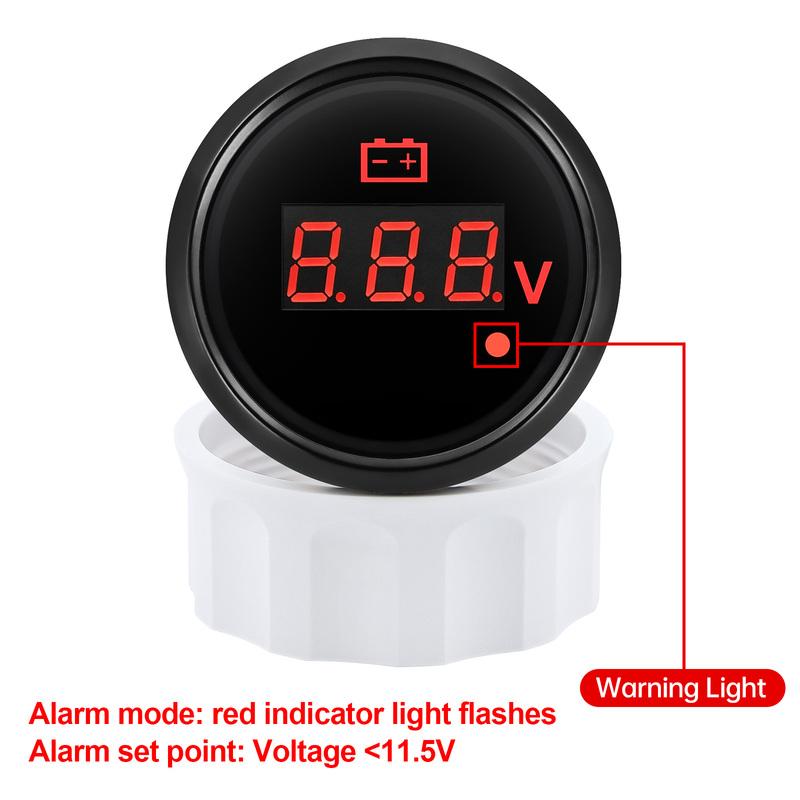 8-32V,28-48V 52mm Voltmeter with Warning Red Light Digital 52mm Voltage Car Gauge Waterproof Auto Marine Yacht 12V24V36V
