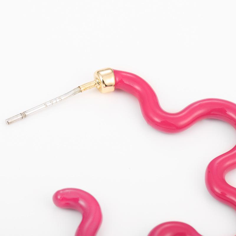 Kenjie Vivid Drip Oil Floral Geometric Hoop Earrings with Silver Needle