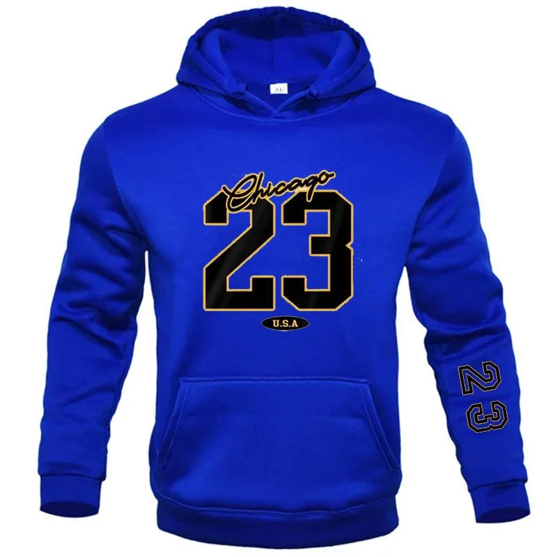 23 USA Art Letter Design Man Clothes Street Style Fleece Sweatshirts Autumn Casual Hoodies Fashionable Crewneck Pullovers