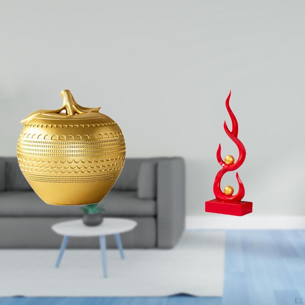 Modern Resin Flame Figurine Sculpture Abstract Fruit Fire Ornament Art for Tabletop Bookshelf Dining