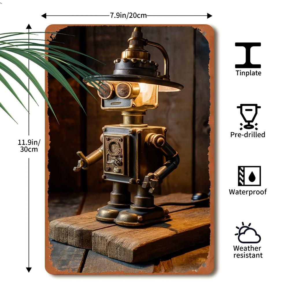 Vintage Steampunk Stil Tischlampe, Retro Eisenkunst Heimdekor - Langlebiges Metall mit sicherer abgerundeter Ecke