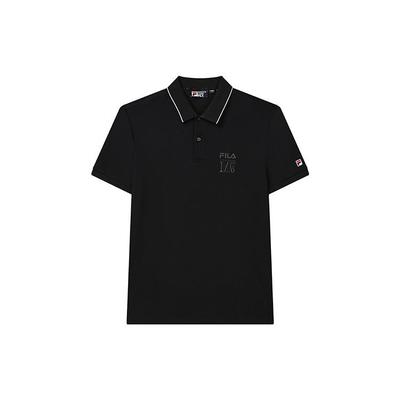 Letter Logo Knitted Solid Color Short Sleeve Polo Shirt Men Polo Shirts Black F11M238105FBK