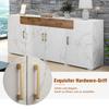 Sideboard Modern Buffet 4 Doors 2 Drawers, Storage Cabinet Ample Storage Space, Buffets Dining Room Living Room Kitchen, White, 208 X 39.5 X 80 Cm