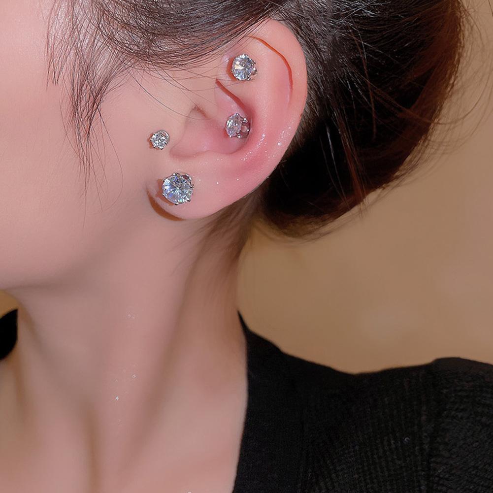 1Pc Magnetic Non Piercing Earrings Zircon Crystal Faux Diamond Ear Clips Simple Stud Jewelry For Women Men Girls