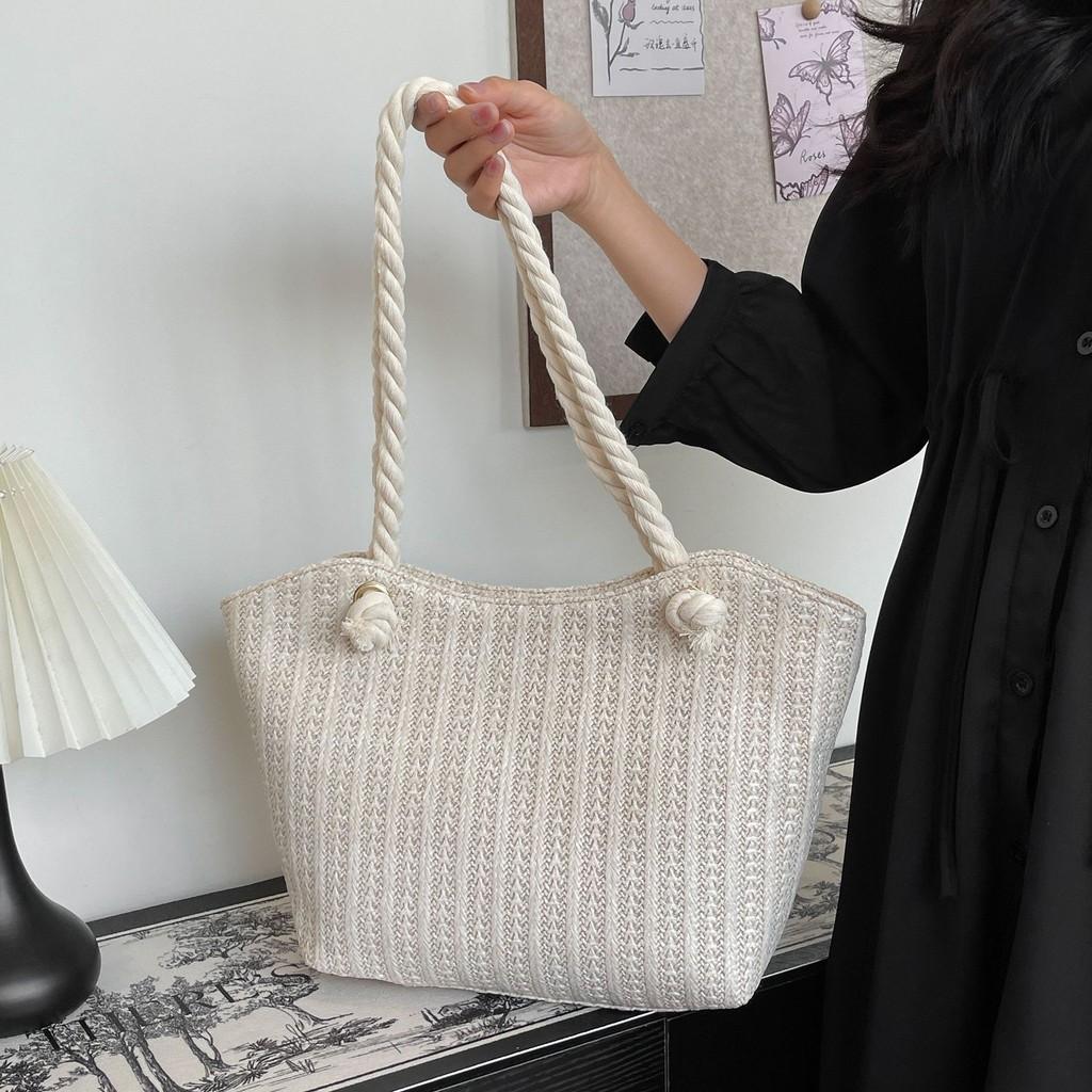 Chic Woven Tote Bag For Women Ideal For Spring Summer Travel Casual Beach Use