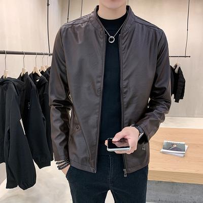 Spring and Autumn New Men's Leather Jacket Korean Style Slim Casual Fashion Trendy PU Leather Jacket