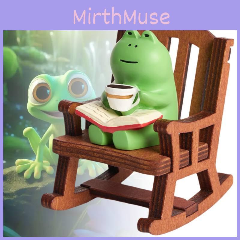 Frog Rocking Chair Figurine Animal Model Toys Statuary Christmas Gift Ornament