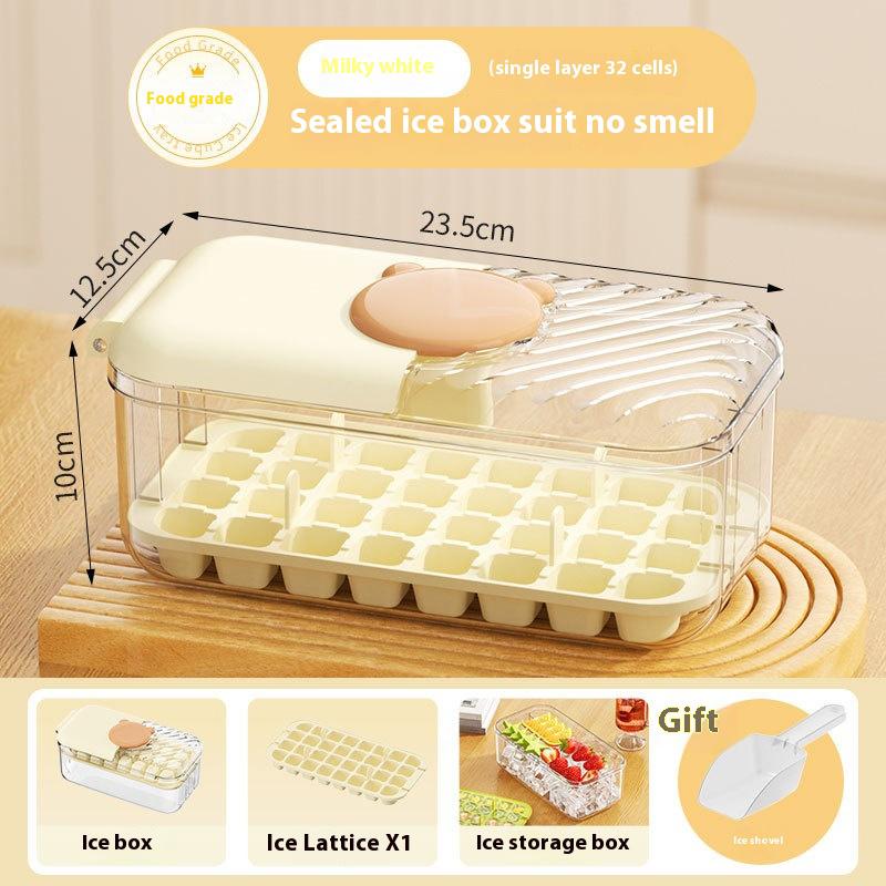 32/64 Grids Press Type Ice Cube Tray With Lid And Storage Box Ice Cube Maker Mold For Home Use Reusable Ice Cube Mold For Cockta