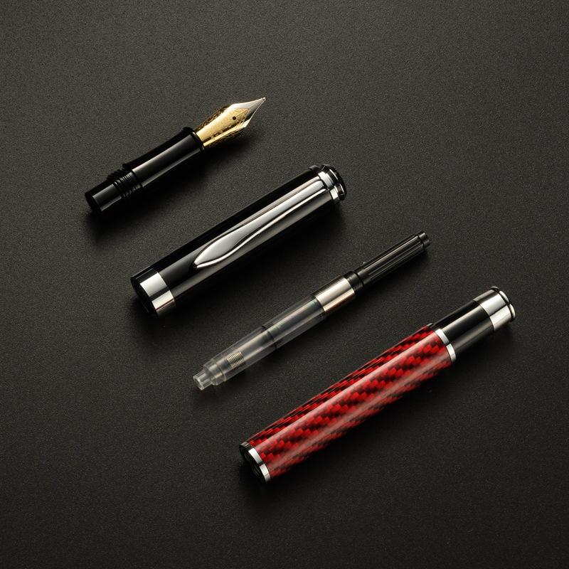 Metal Carbon Fiber Fountain Pen Business Advertising Gift Pen Adult Calligraphy Practice Ink Cartridge Fountain Pen