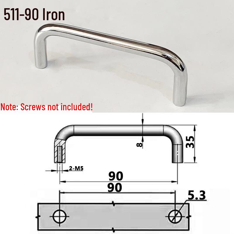 LS511 U-Shaped 304 Stainless Steel Pull Handle for Cabinet Doors, Industrial Equipment, Surface Mount, Defined Hole Spacing