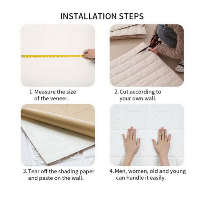 10PCS 3D Tile Brick Wall Sticker Wallpaper Self-adhesive Waterproof Foam Panel