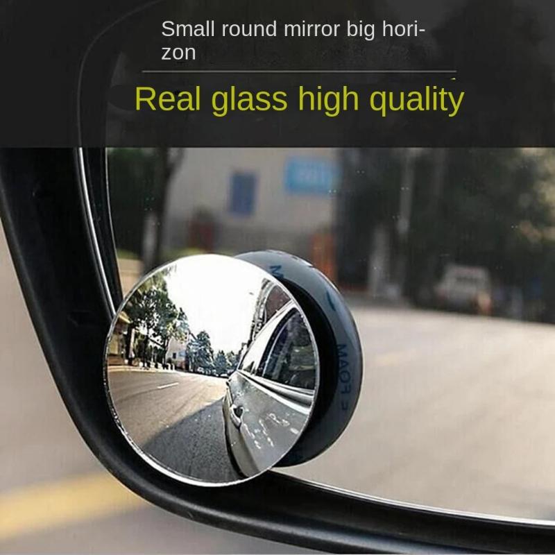 Car HD Borderless Small Round Mirror 360 Degree Reverse Blind Spot Mirror Convex Mirror Rearview Mirror Glass Small Round Mirror