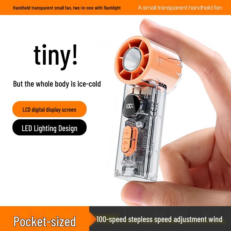 Neck-Hanging Portable Mini USB Rechargeable Fan with High-Speed Turbine Fashion Orange
