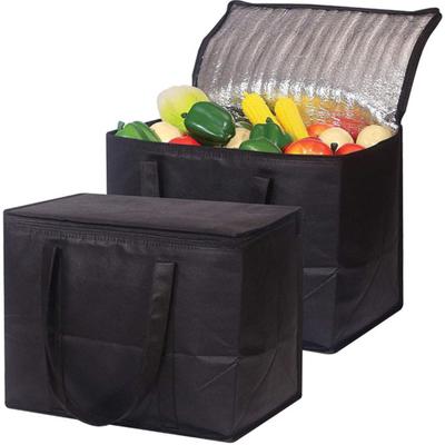 Isolierte Kühltasche Groß mit Bodenkälte und 41cm x 33cm x Schwarz bath&bath Tasche, Fassungsvermögen, Platte, Umweltfreundlich, Warm, Faltbar, Leichtgewicht, 26cm,